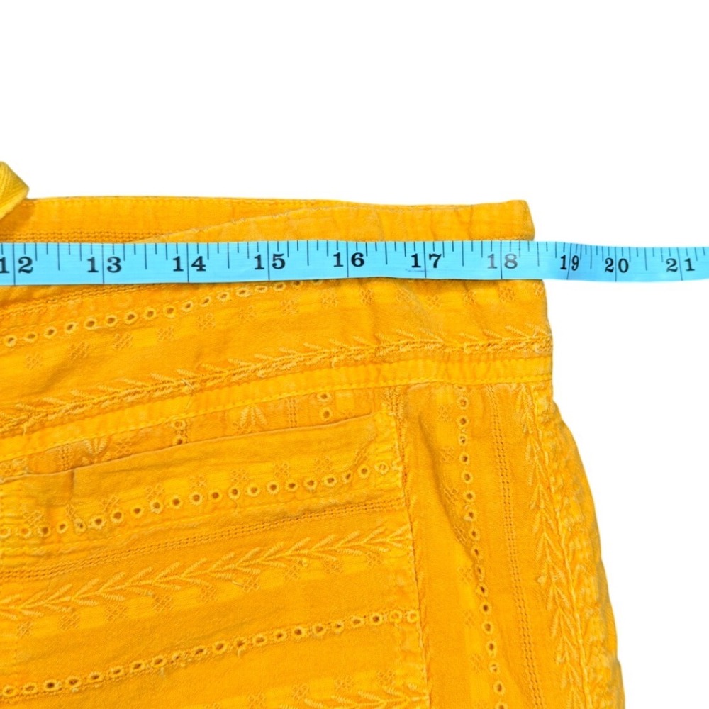Sundance Gigi Eyelet Embroidered Straight Leg Pants Soleil Yellow Womens L - Picture 5 of 10
